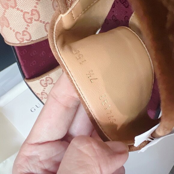 Gucci GG LOGO Monogram Wide Strap Sandal Brown/ Beige Canvas Mens UK 7.5 US 8 - Picture 8 of 12